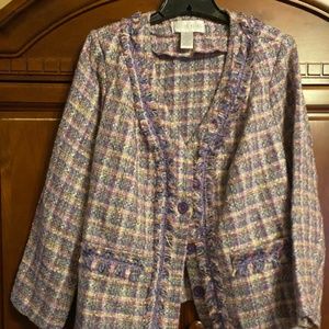 Purple Plaid Boucle Blazer